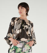 Lolita - Blusa manica raglan in seta/lurex
