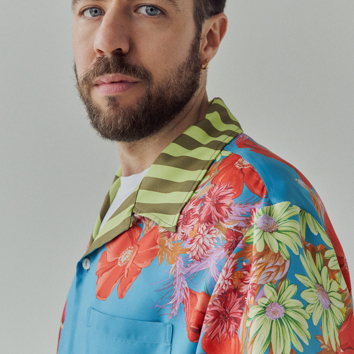 Camicia Uomo Manica Corta Hawaiana Palme Camicie Casual Mezze Maniche Slim Fit e