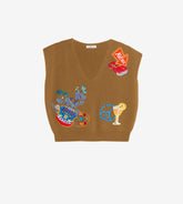 Peach - Embroidered gilet 