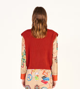 Peach - Embroidered gilet