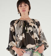 Lolita - Raglan sleeve silk/lurex blouse