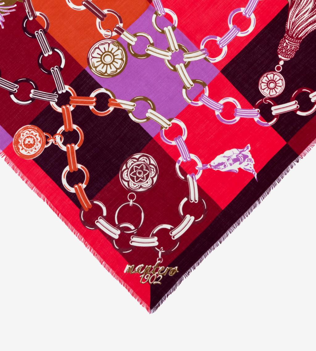 Foulard En Soie Mantero Italie - Motif Floral - Occasion - Style Bandana Ou Carré