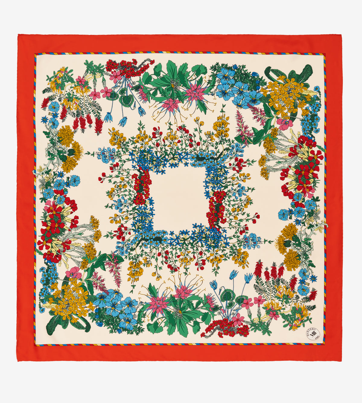 Foulard En Soie Vintage MANTERO Motifs Bouquets De Fleurs - 84 X 90 Cm, Noir